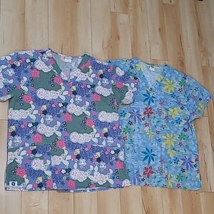 2 women's medium scrub tops for $15